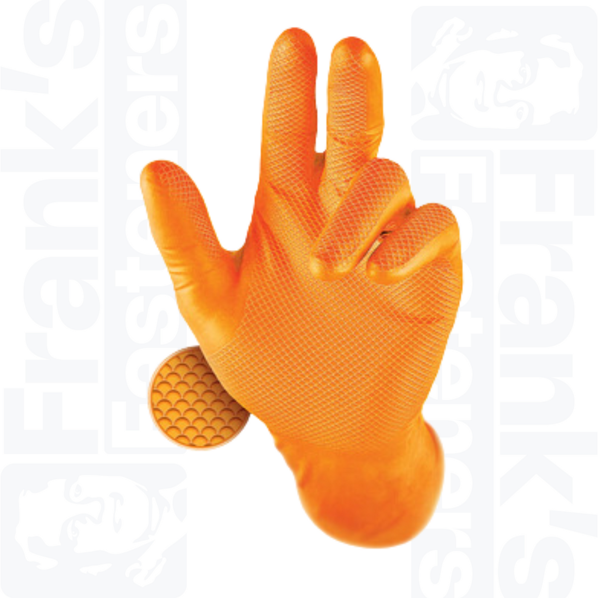 Size 9/Large Grippaz Orange Semi-Disposable Nitrile Fishscale Gloves (Pack of 50)