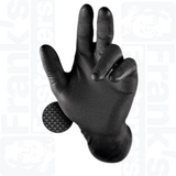 Size 10/Extra Large Grippaz Black Semi-Disposable Nitrile Fishscale Gloves (Pack of 50)