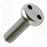 M4 x 8mm Pan Head 2-Hole Machine Screw - Stainless Steel (A2) (Box of 100)