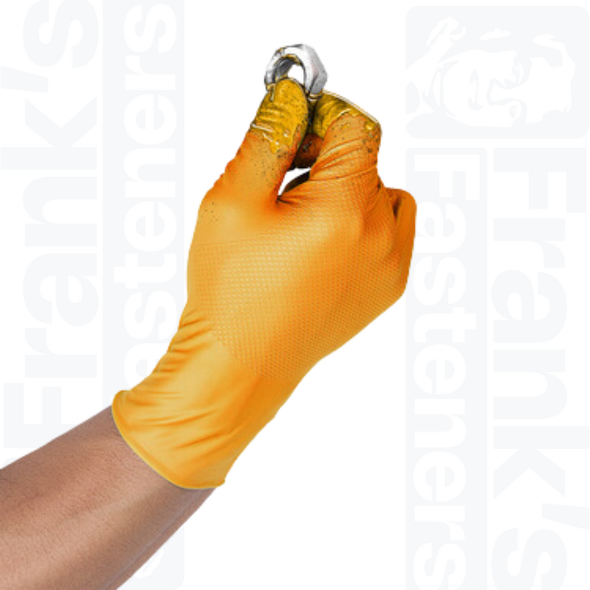 Size 10/Extra Large Grippaz Orange Semi-Disposable Nitrile Fishscale Gloves (Pack of 50)