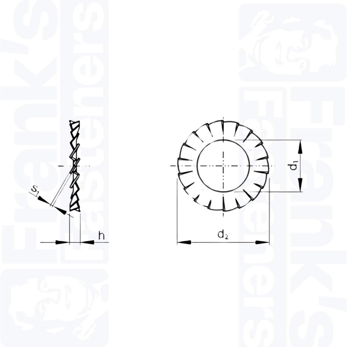 M5 Serrated Lock Washer with External Teeth (DIN 6798 A) - Stainless Steel (A2)