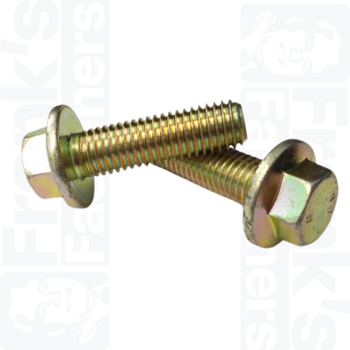 M12 x 30mm Flange Hexagon Head Screws (DIN 6921) - Zinc Plated Yellow Passivated