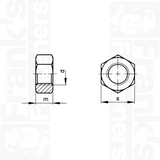 M10 (1mm Fine Pitch) Hexagon Nuts (DIN 934) - Stainless Steel (A2)