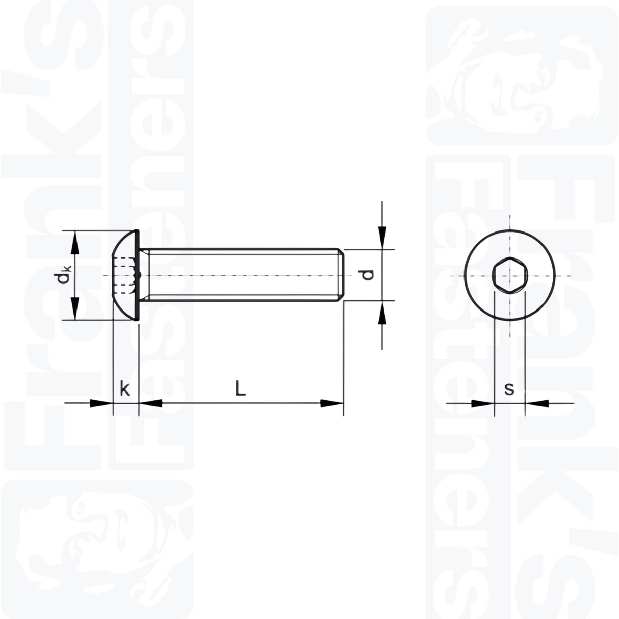 M5 x 40mm Socket Button Screws (ISO 7380) - Self Colour High Tensile Steel (10.9)