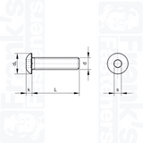 M5 x 40mm Socket Button Screws (ISO 7380) - Self Colour High Tensile Steel (10.9)