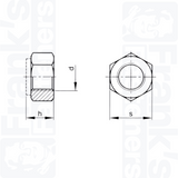 M3 Hexagon Nylon Locking Nuts (DIN 985) - Black Stainless Steel (A2)