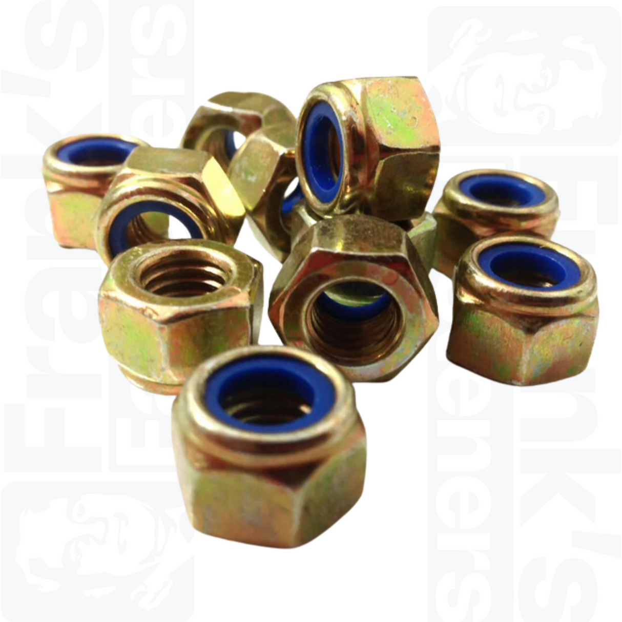 M5 Hexagon Nylon Locking Nuts (DIN 985) - Zinc Plated Yellow Passivated