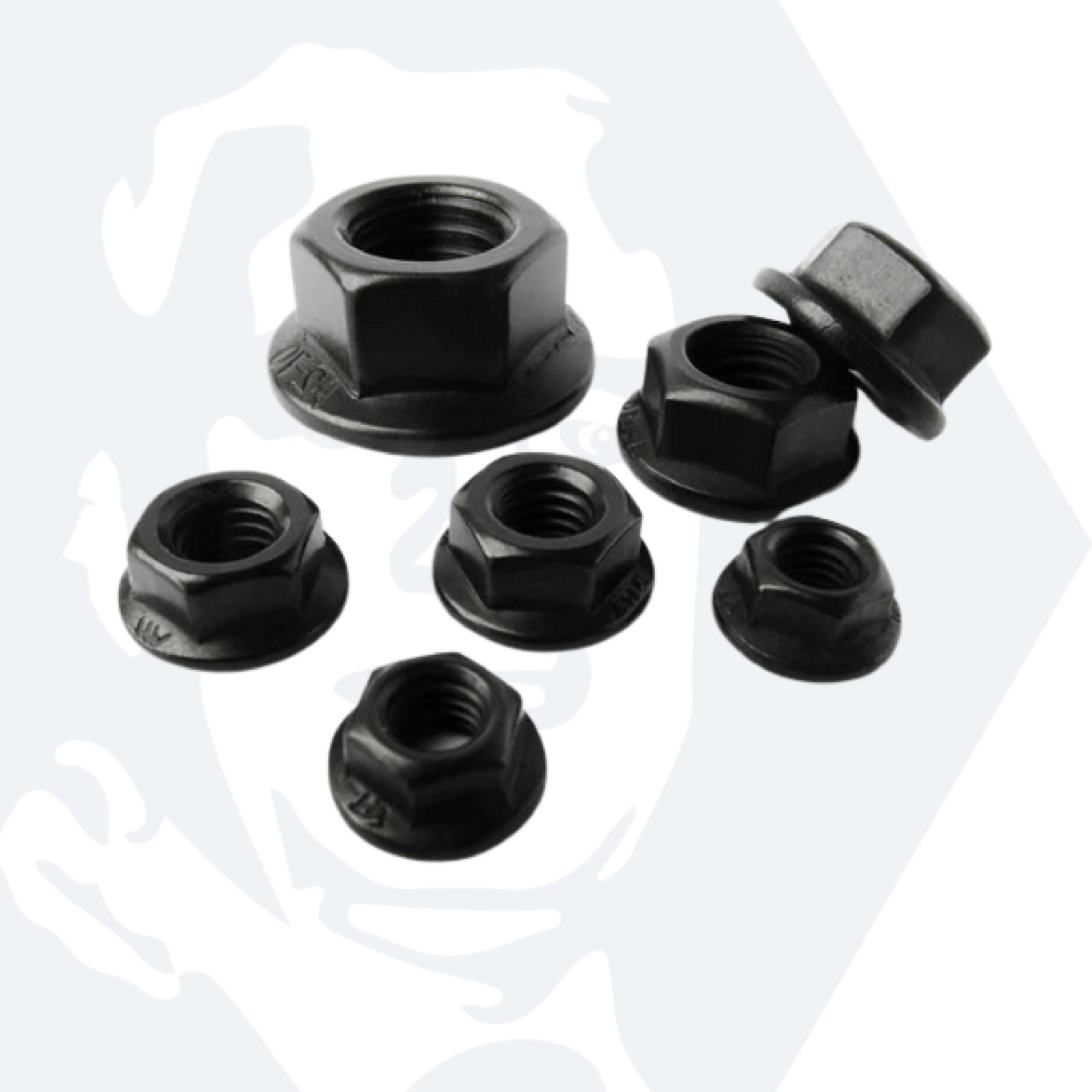 M4 Hexagon Flange Nut (DIN 6923) - Black Stainless Steel (A2)