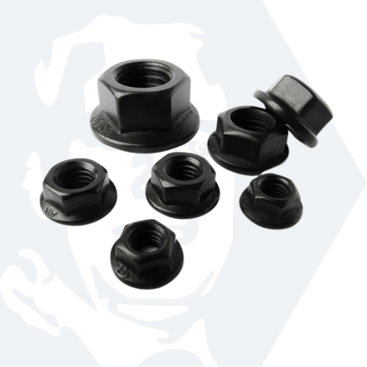 M6 Hexagon Flange Nut (DIN 6923) - Black Stainless Steel (A2)