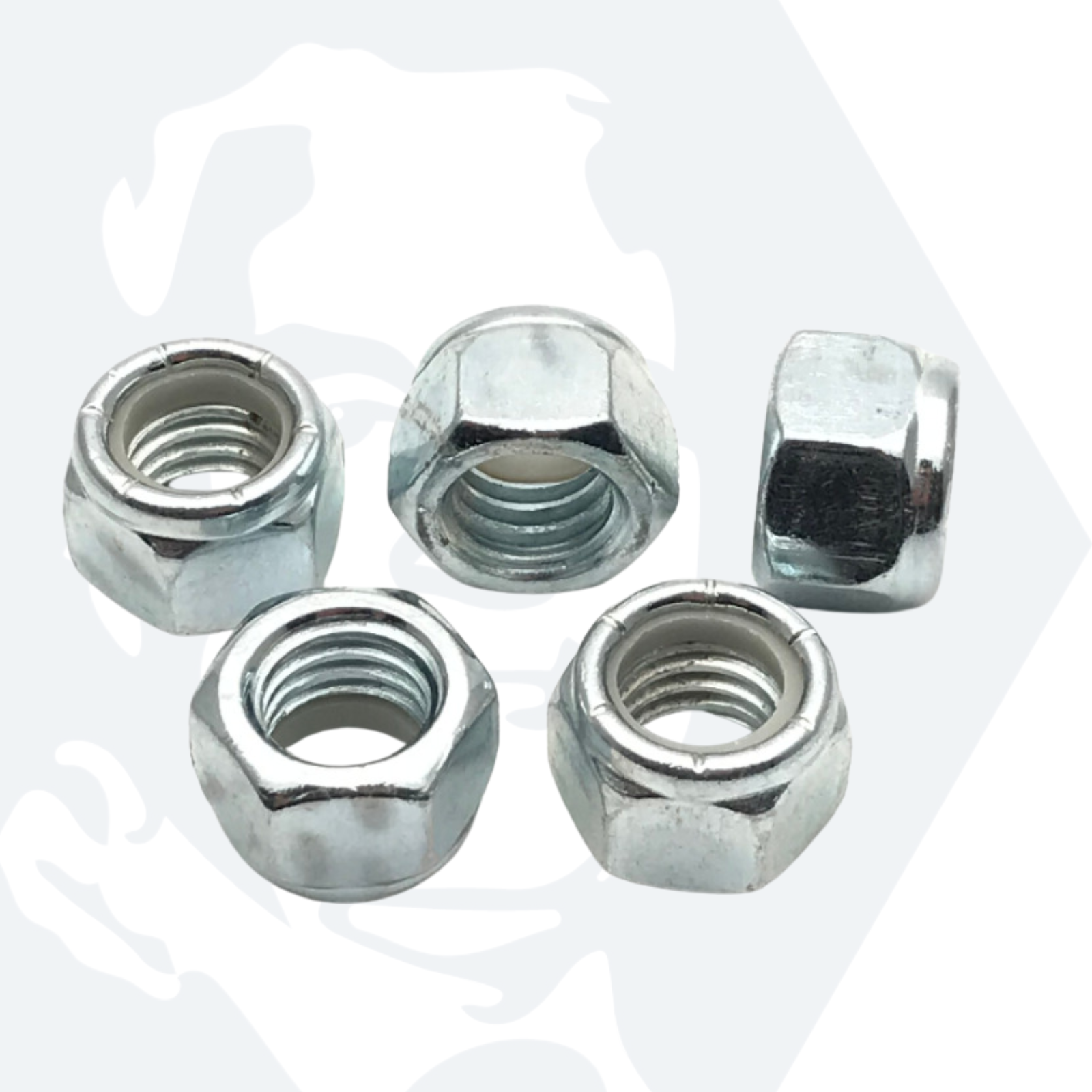 #10 UNF Hexagon Nylon Locking Nuts - Zinc Plated Steel