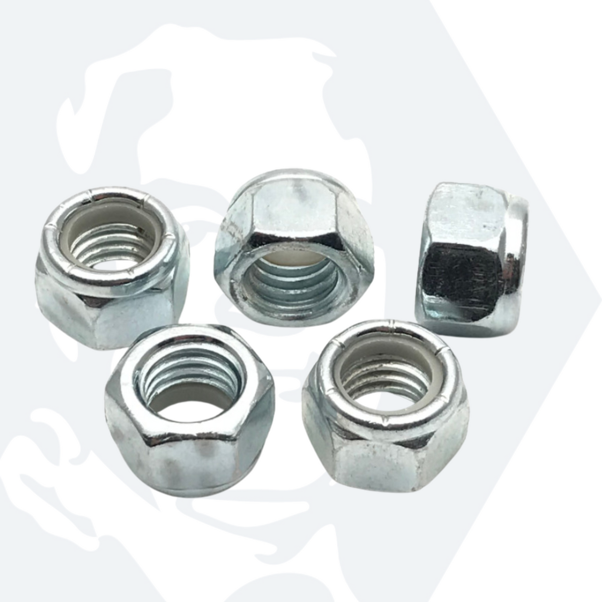 1/2" UNF Hexagon Nylon Locking Nuts - Zinc Plated Steel