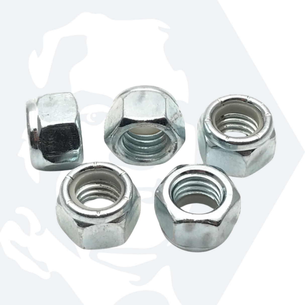 1/2" UNC Hexagon Nylon Locking Nuts - Zinc Plated Steel