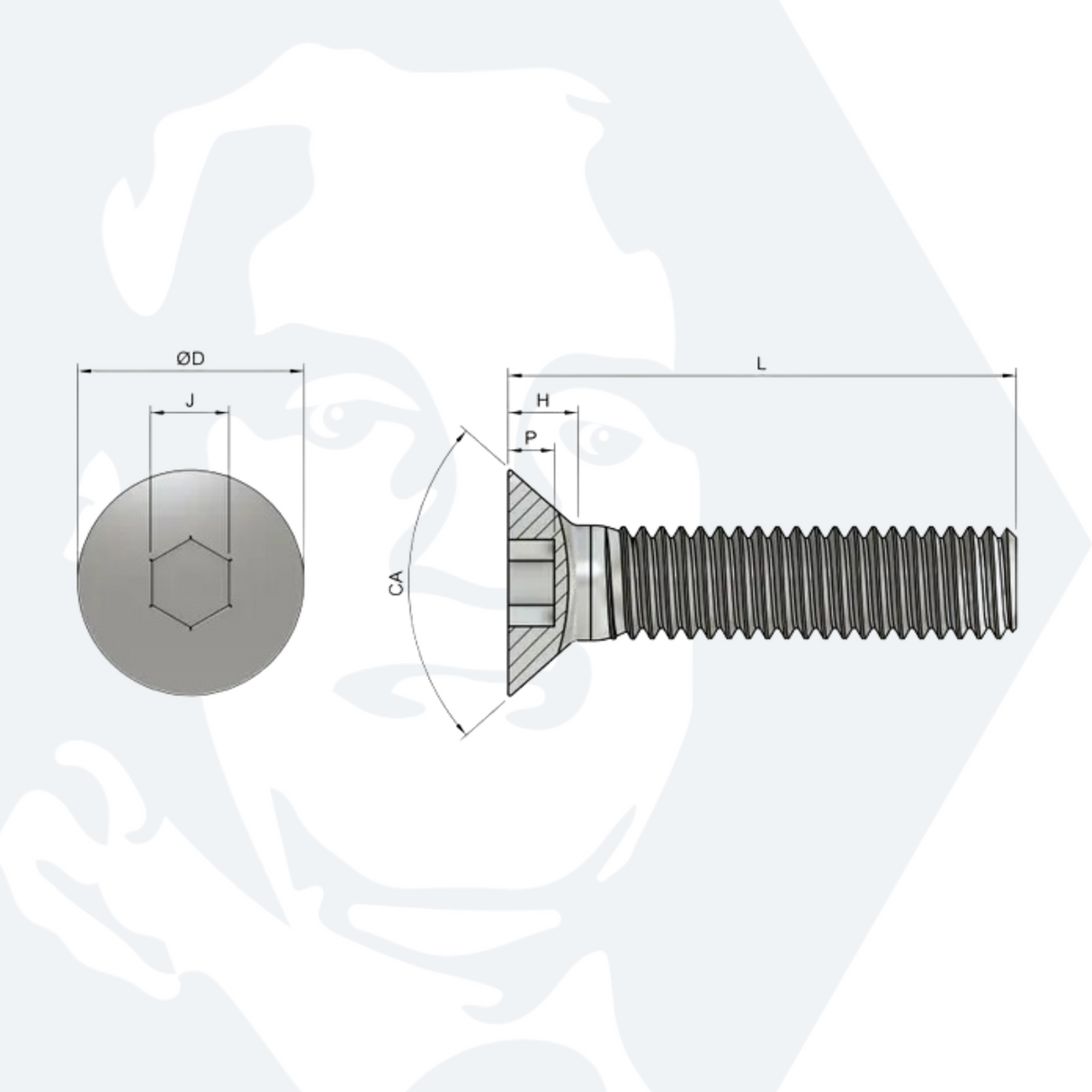 M3 Socket Countersunk Screws (DIN 7991) - Stainless Steel (A2)