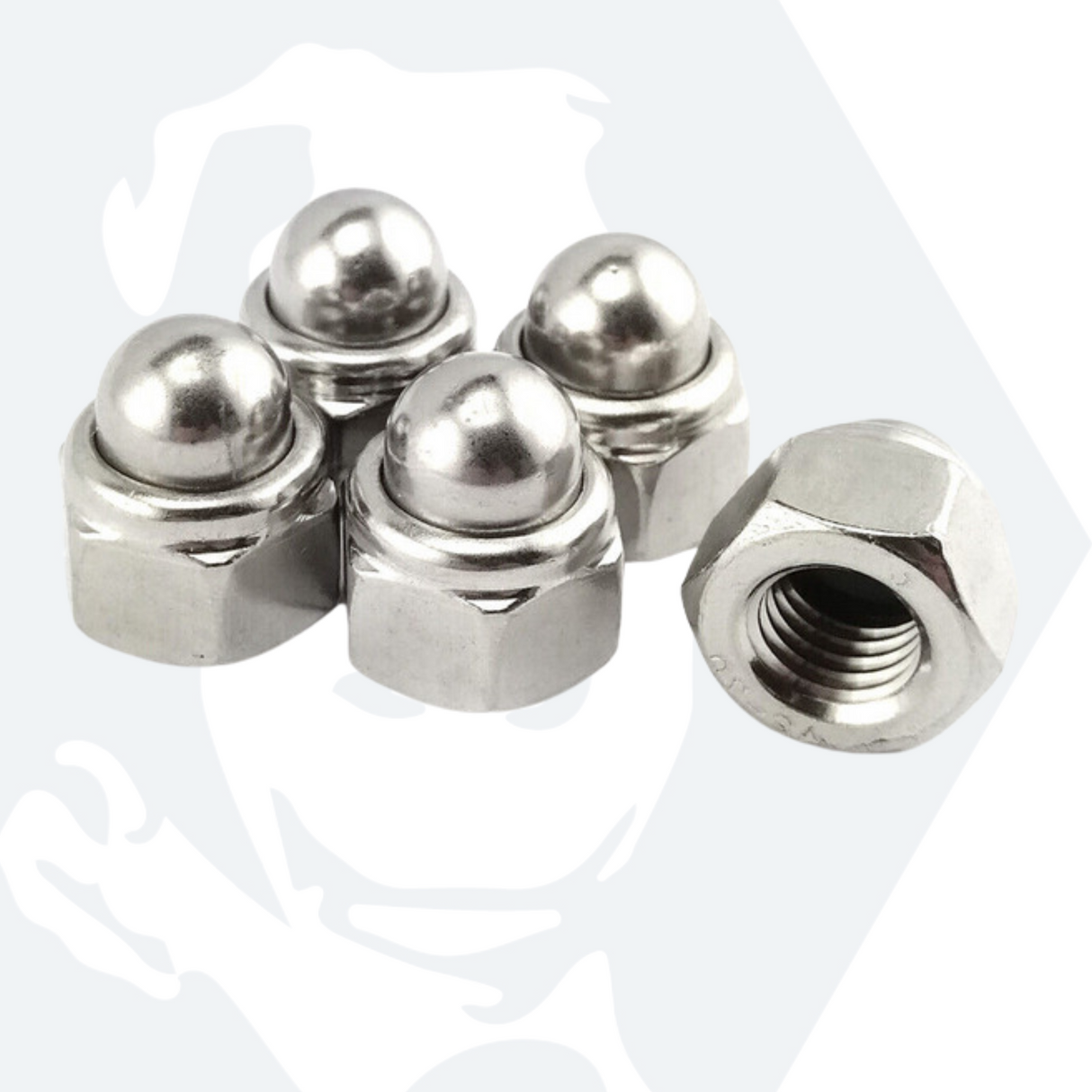 M4 Hexagon Domed Nylon Locking Cap Nut (DIN 986) - Stainless Steel (A2)