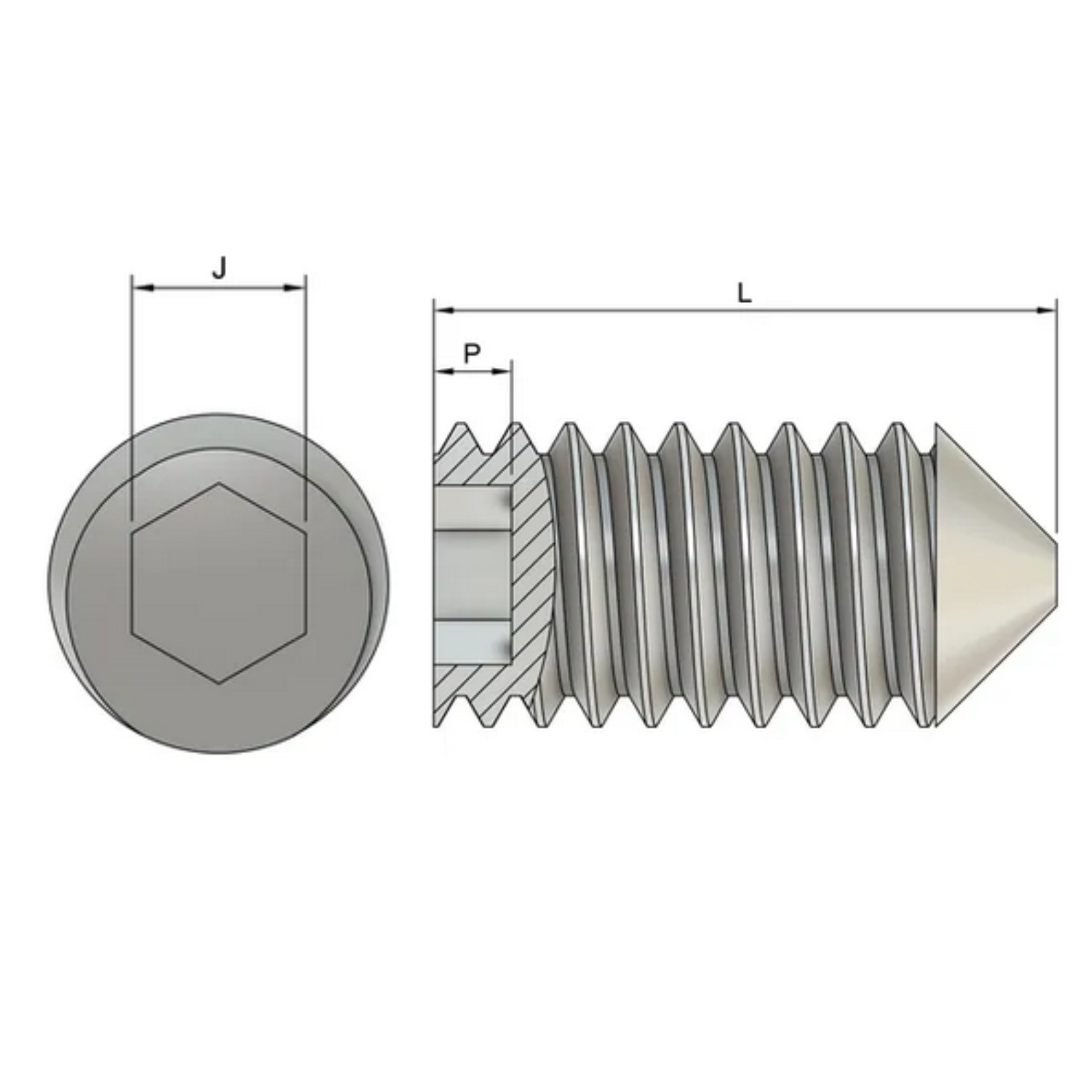 M3 Cone Point Set / Grub Screws (DIN 914) - Stainless Steel (A2)