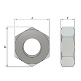 M6 Hexagon Nuts (DIN 934) - Zinc Plated Yellow Passivated (Pack of 100)