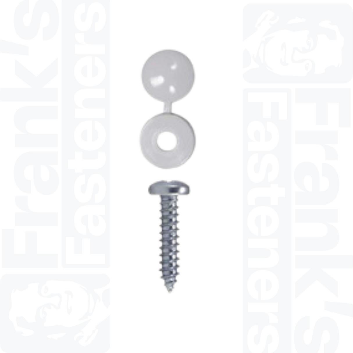 White Number Plate Screw & Cap