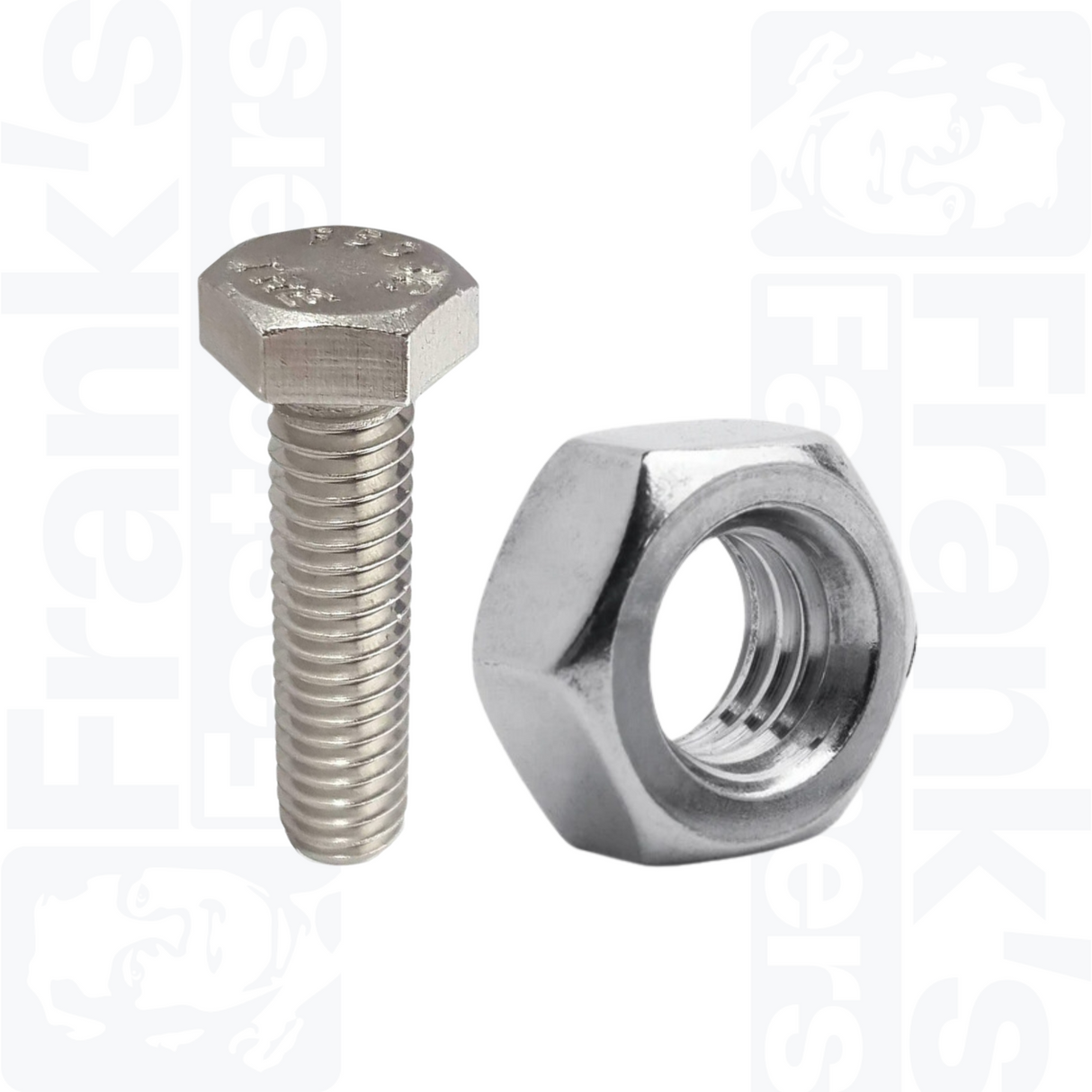 M8 x 50mm Full Thread Hexagon Bolts/Nut A2 Stainless (10 Pack)