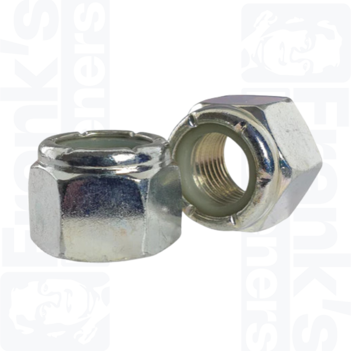 3/8" UNC Hexagon Nylon Locking Nuts - Zinc Plated Steel