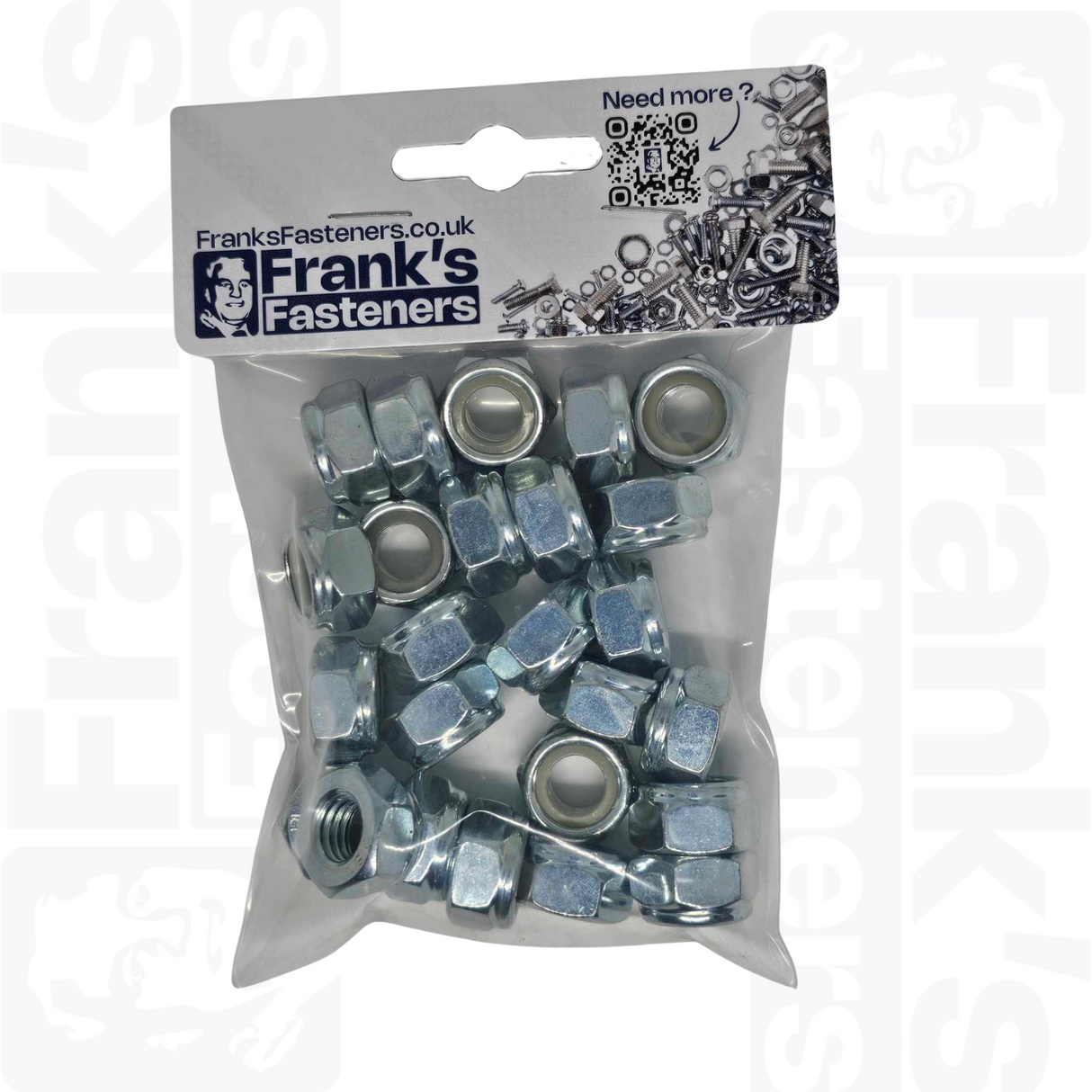 M10 Hexagon Nylon Locking Nuts (DIN 985) - Zinc Plated Steel (Pack of 25)