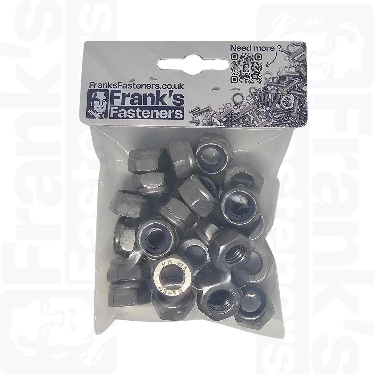 M8 Hexagon Nylon Locking Nuts (DIN 985) - Stainless Steel (A4) (Pack of 50)