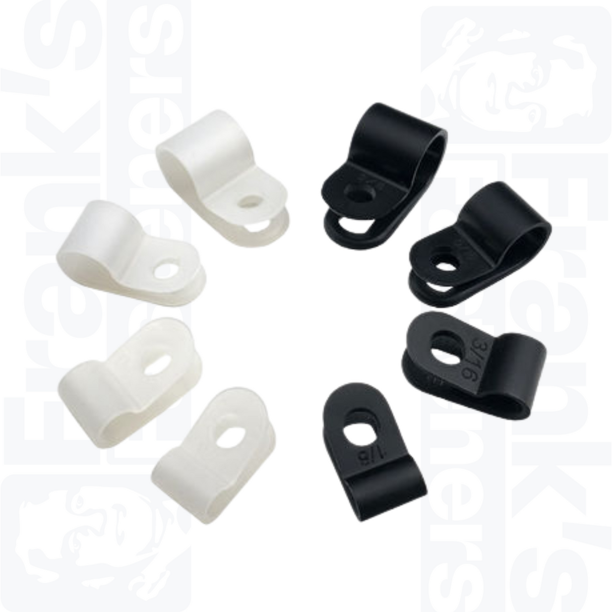 19mm (3/4") Black/Natural Nylon P-Clips (100 Pack)