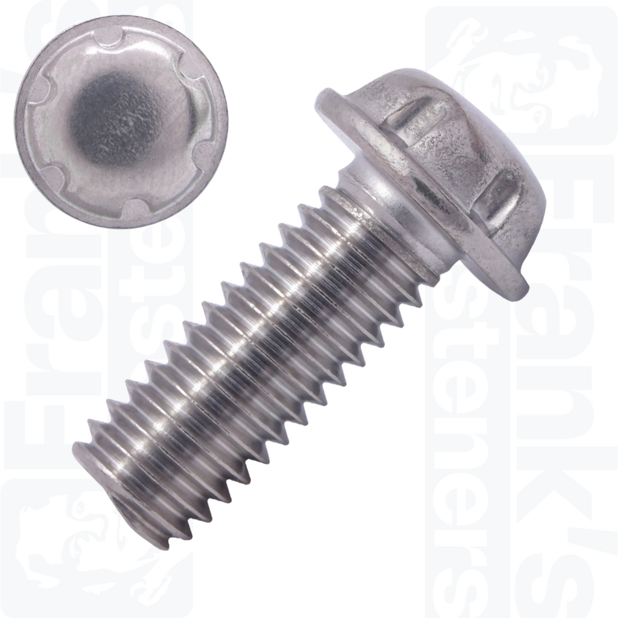 M6 x 16mm Flange Head System Zero® Machine Screw - Stainless Steel (A2) (Box of 100)