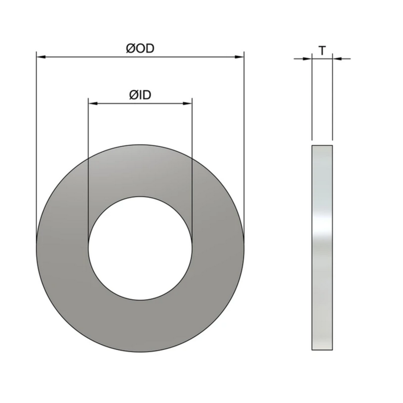 M12 Form A Flat Washers (DIN 125) - Stainless Steel (A2)