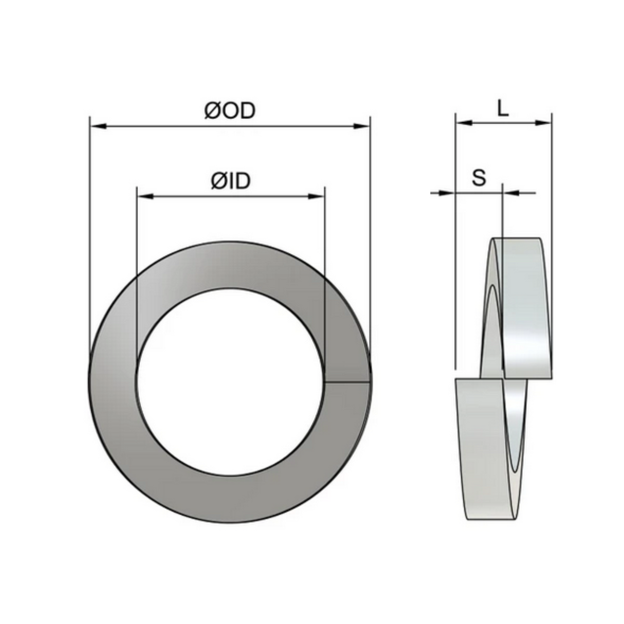 M10 Spring Washers Rectangular (DIN 127B) - Black Stainless Steel (A2)