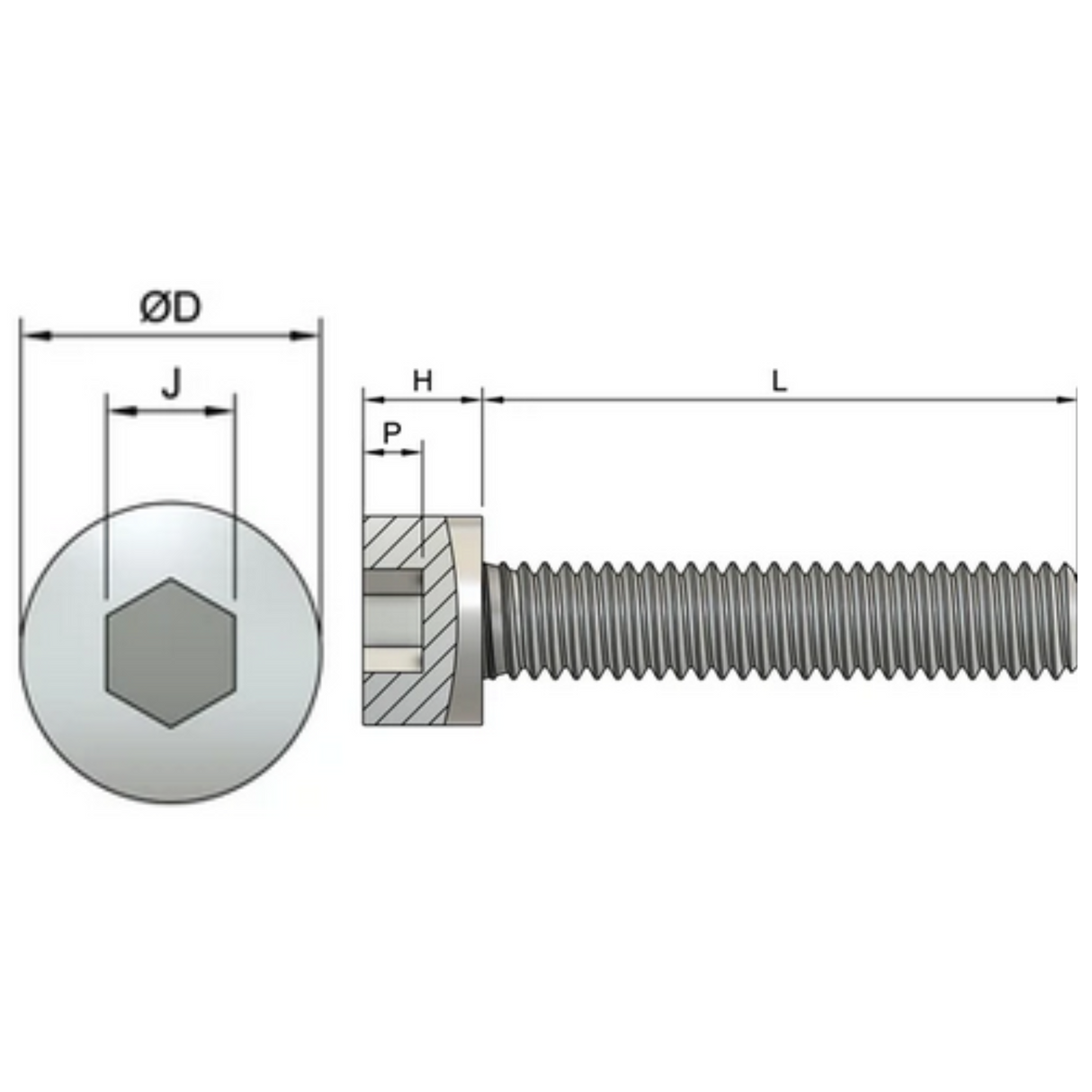 M6 Socket Cap Head Screws (DIN 912) - Zinc Plated Yellow Passivated (8.8)