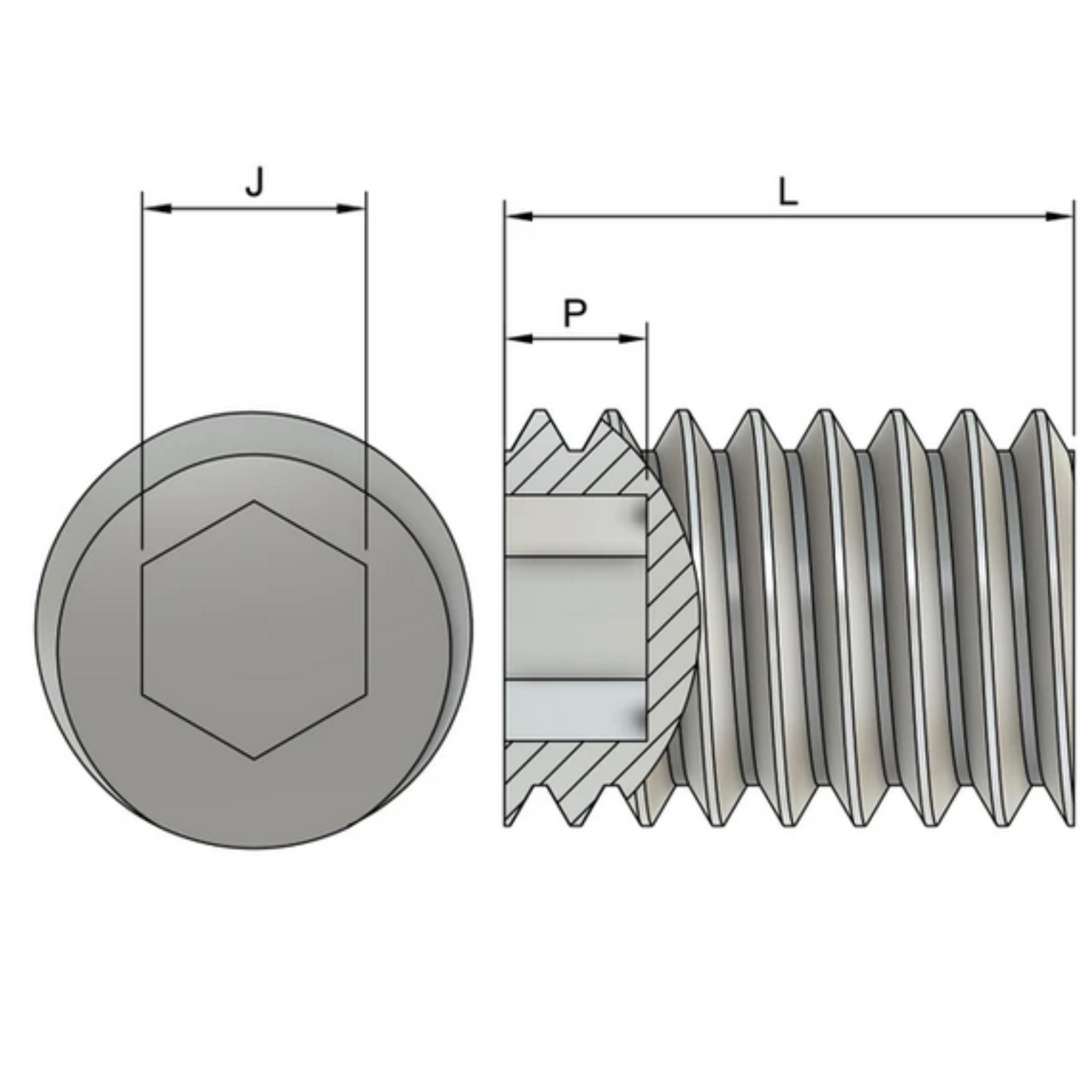 M5 Flat Point Set / Grub Screws (DIN 913) - Stainless Steel (A2)