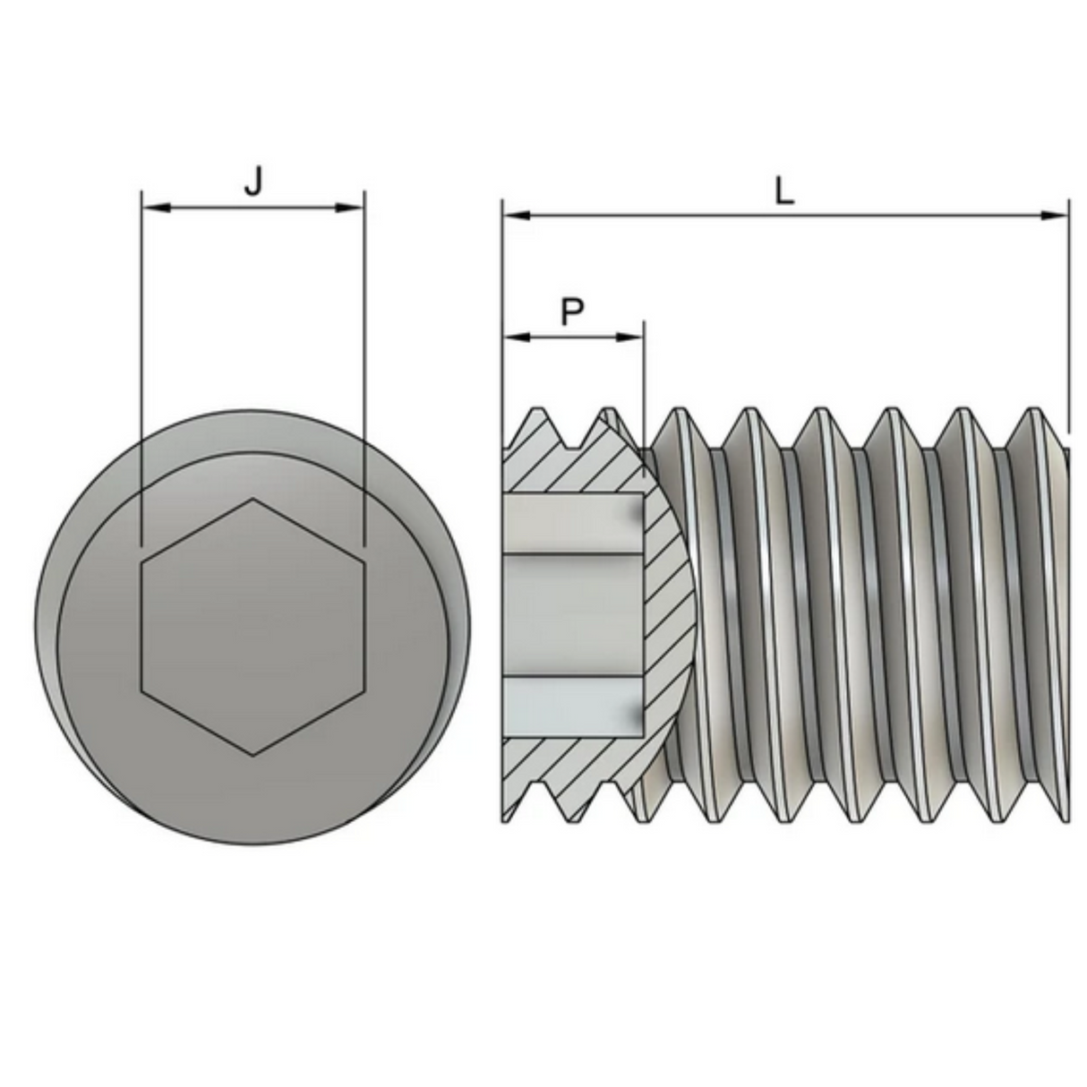 M2.5 Flat Point Set / Grub Screws (DIN 913) - Stainless Steel (A2)