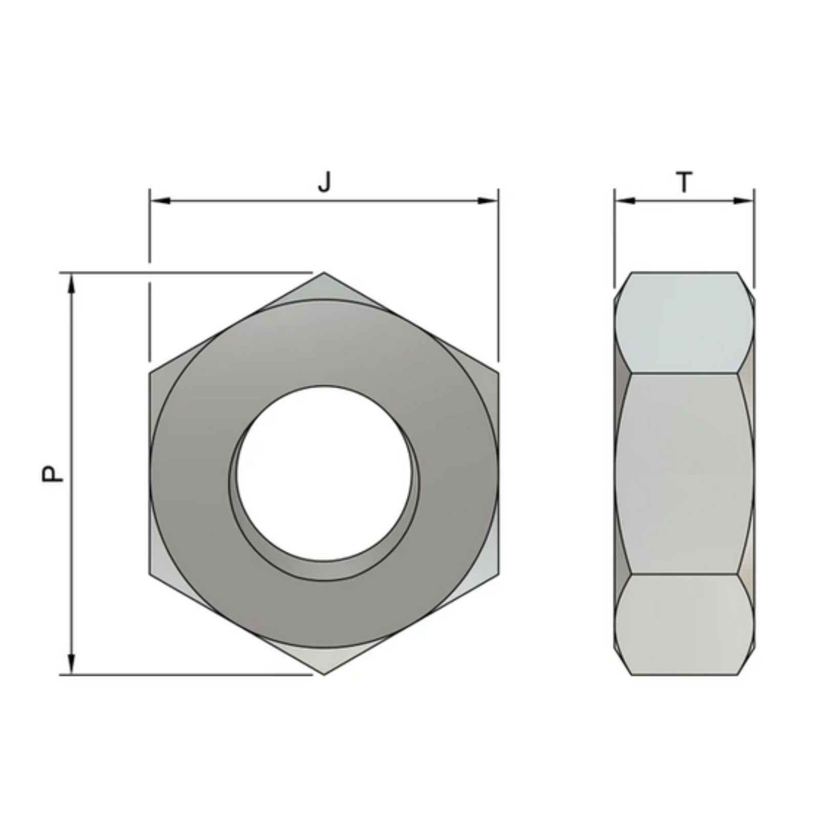 M6 Hexagon Nuts (DIN 934) - Self Colour High Tensile Steel (Class 10)