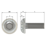 M5 Socket Button Screws (ISO 7380) - Black Stainless Steel (A2)